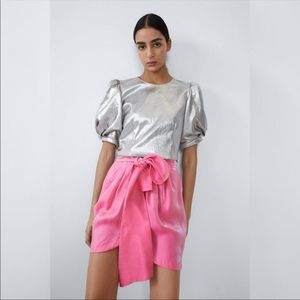 ZARA SHIMMERY PINK BOW SKIRT